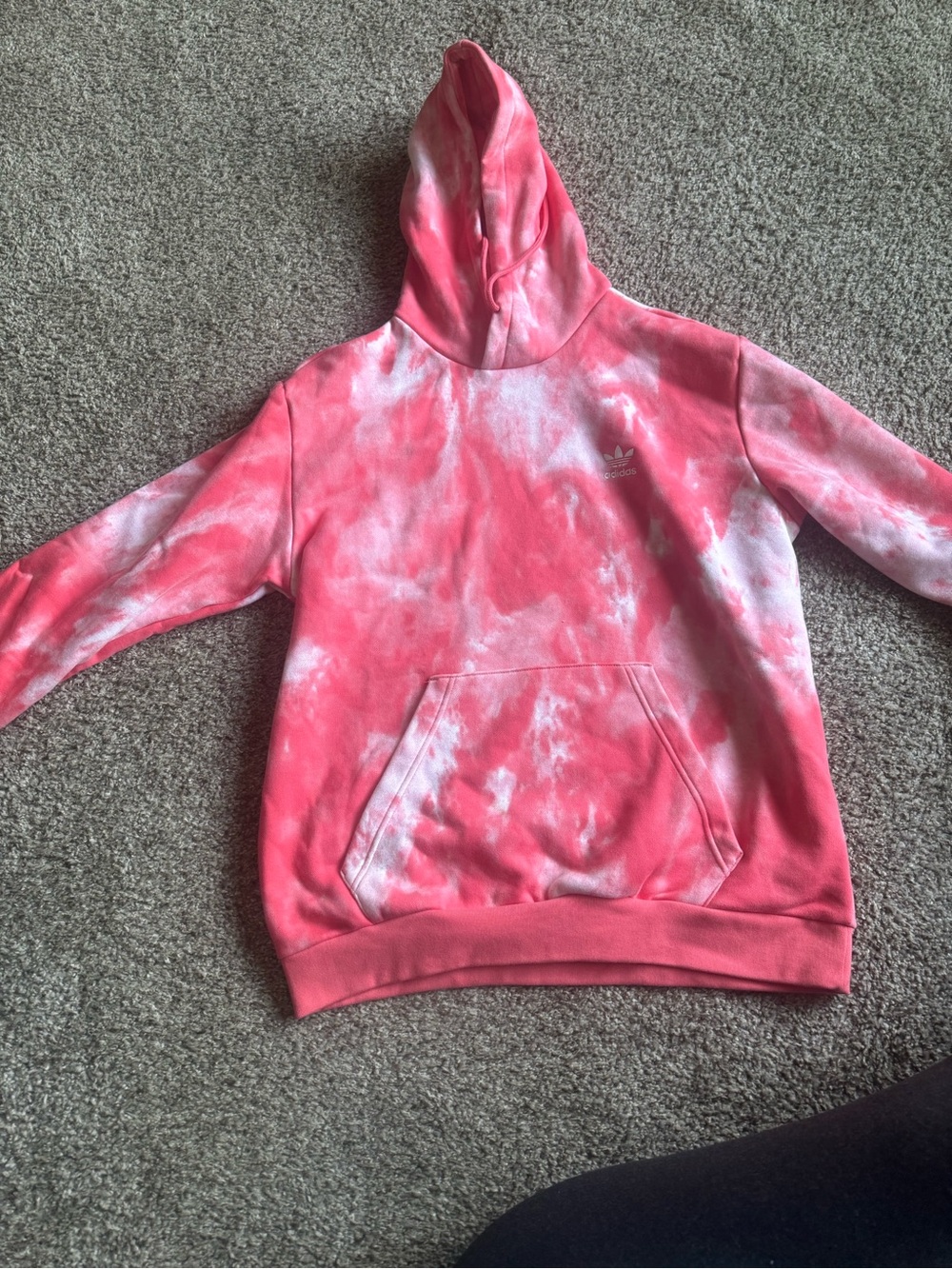 adidas Pink and White Tie-Dye Hooded Sweatshirt